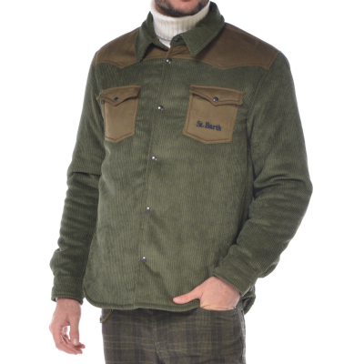 giacca camicia da uomo Mc2 Saint Barth in velluto con tasche
