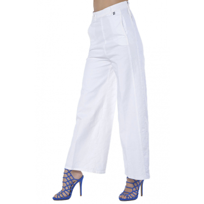 Pantalone ampio donna My Twin-Set in cotone stretch bianco