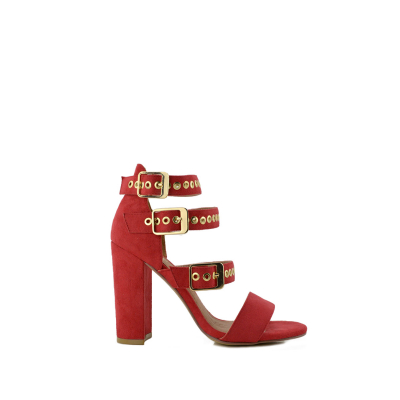 Sandalo con tacco donna con borchie rosso