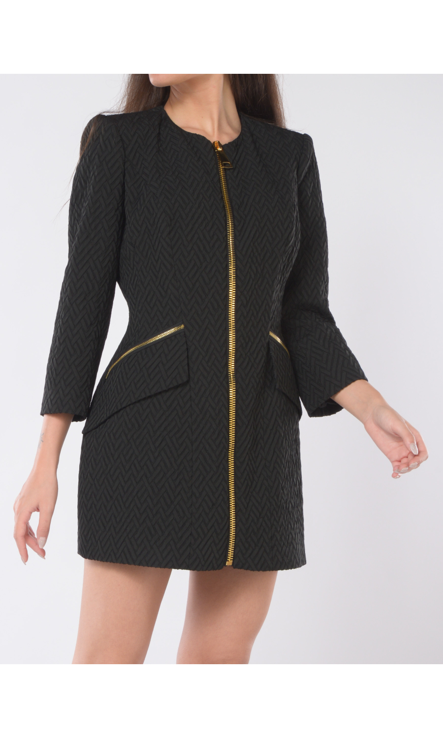 abito corto da donna Elisabetta Franchi in tweed jacquard a fantasia