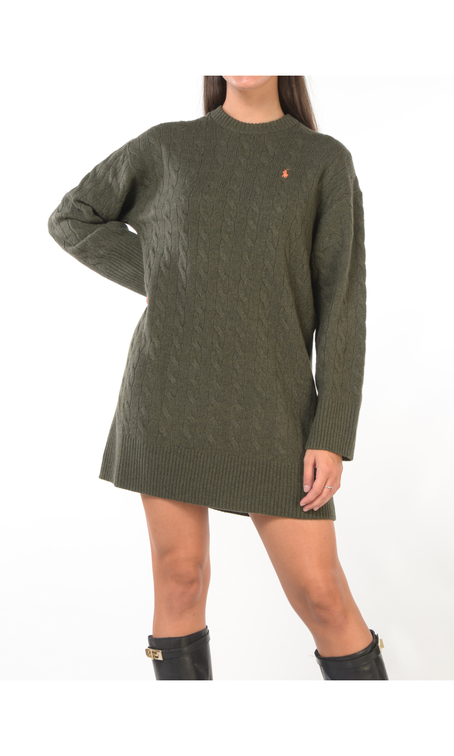 abito corto da donna Ralph Lauren in maglia a trecce