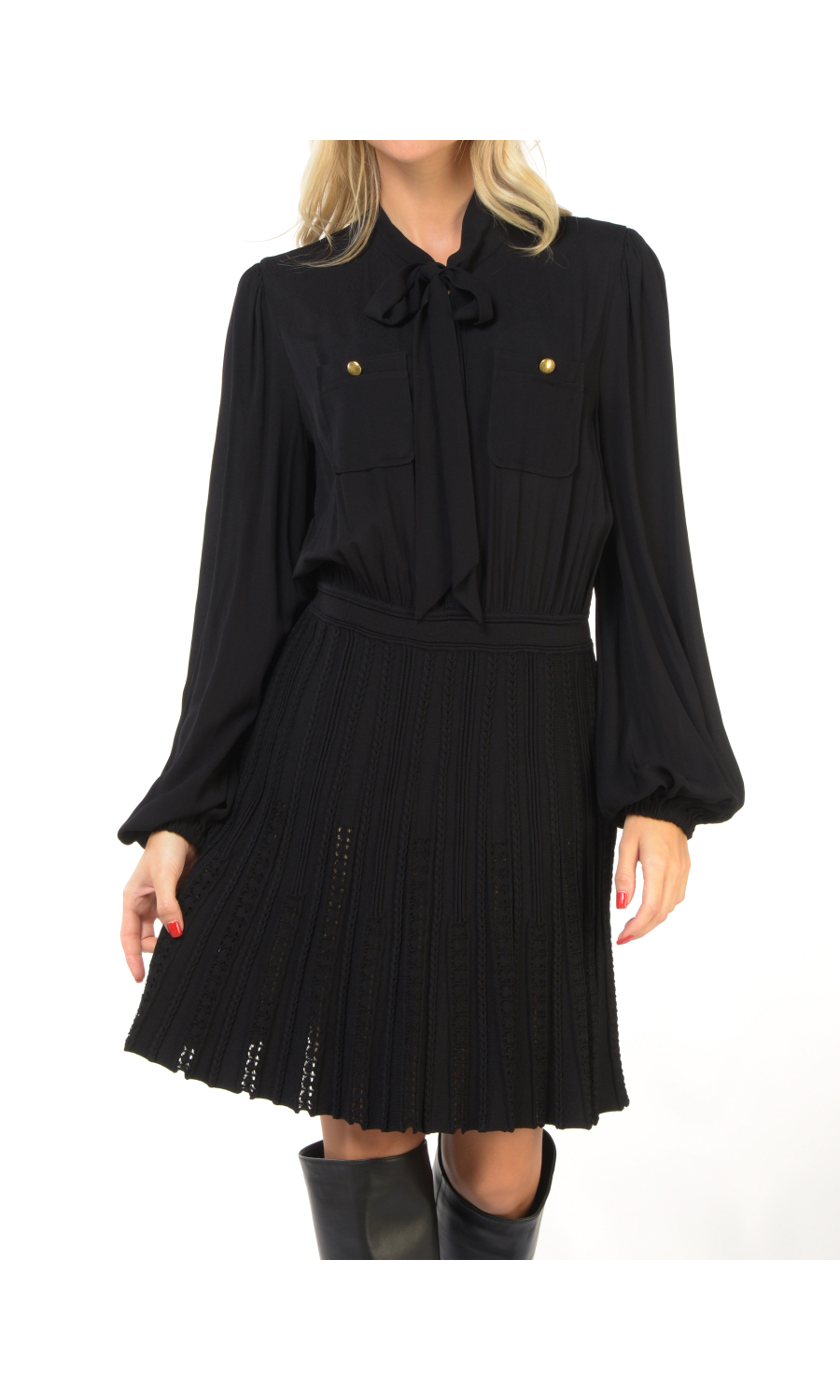 abito corto da donna Twinset a chemisier con gonna in maglia