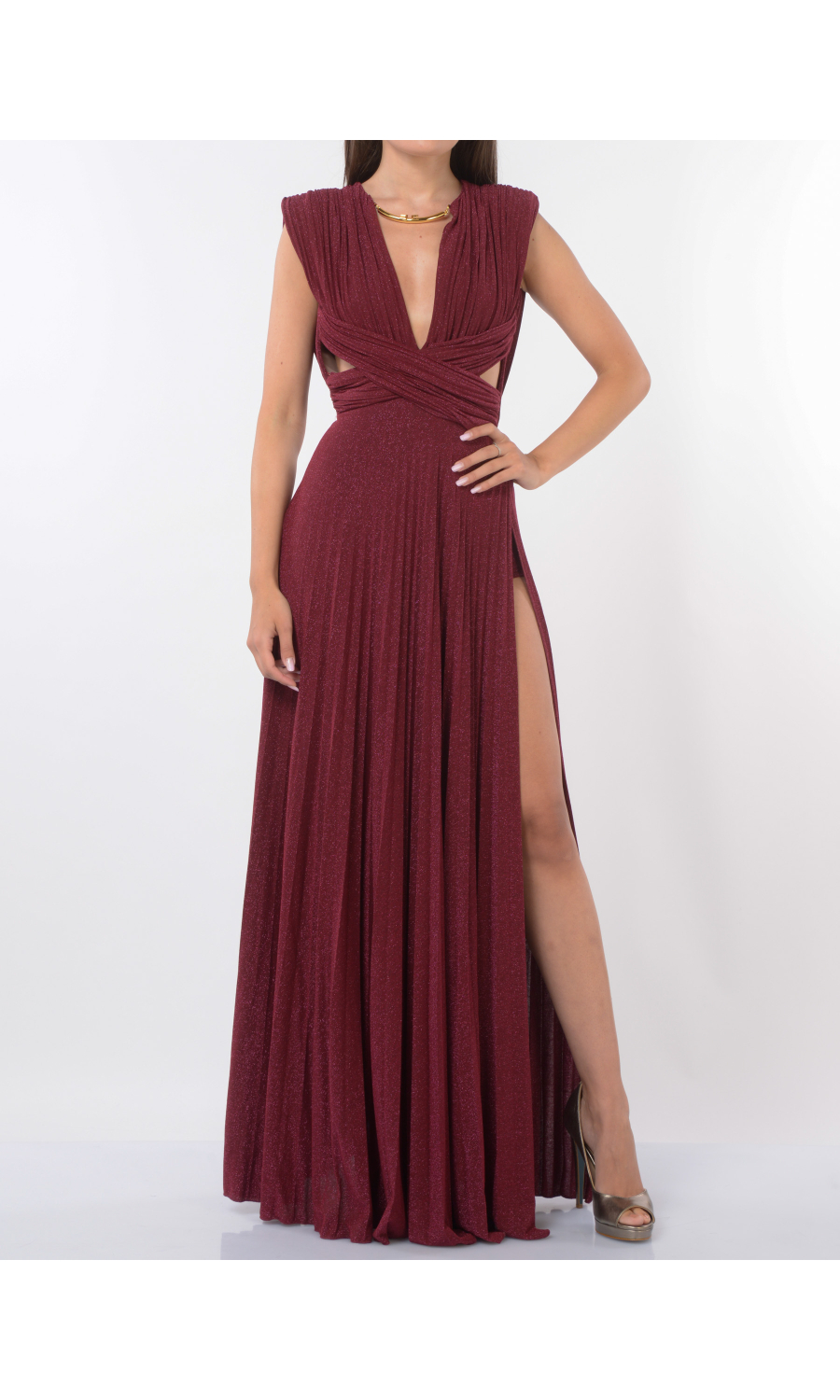 abito lungo da donna Elisabetta Franchi Red Carpet in jersey lurex