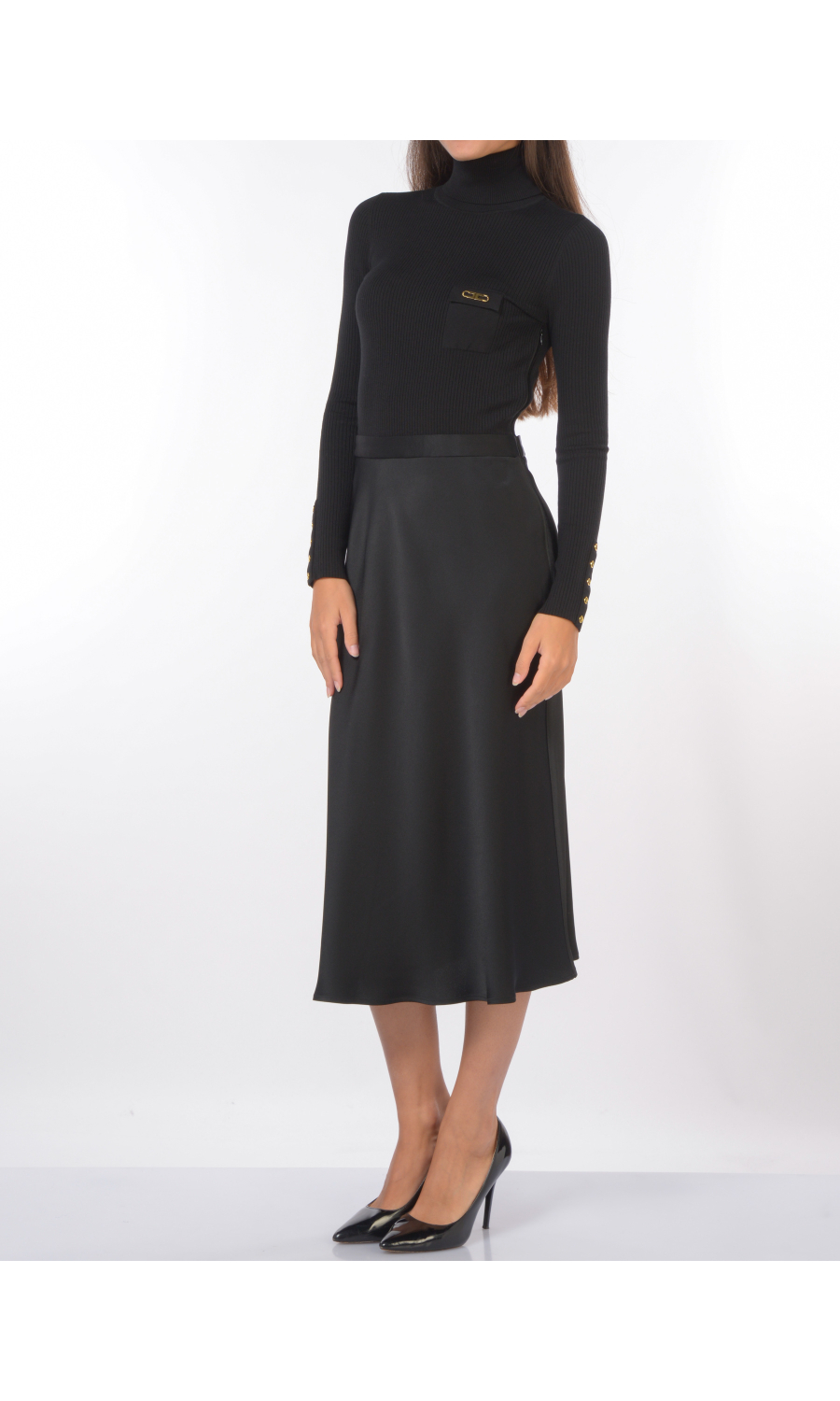 abito lungo da donna Elisabetta Franchi bitessuto con collo alto