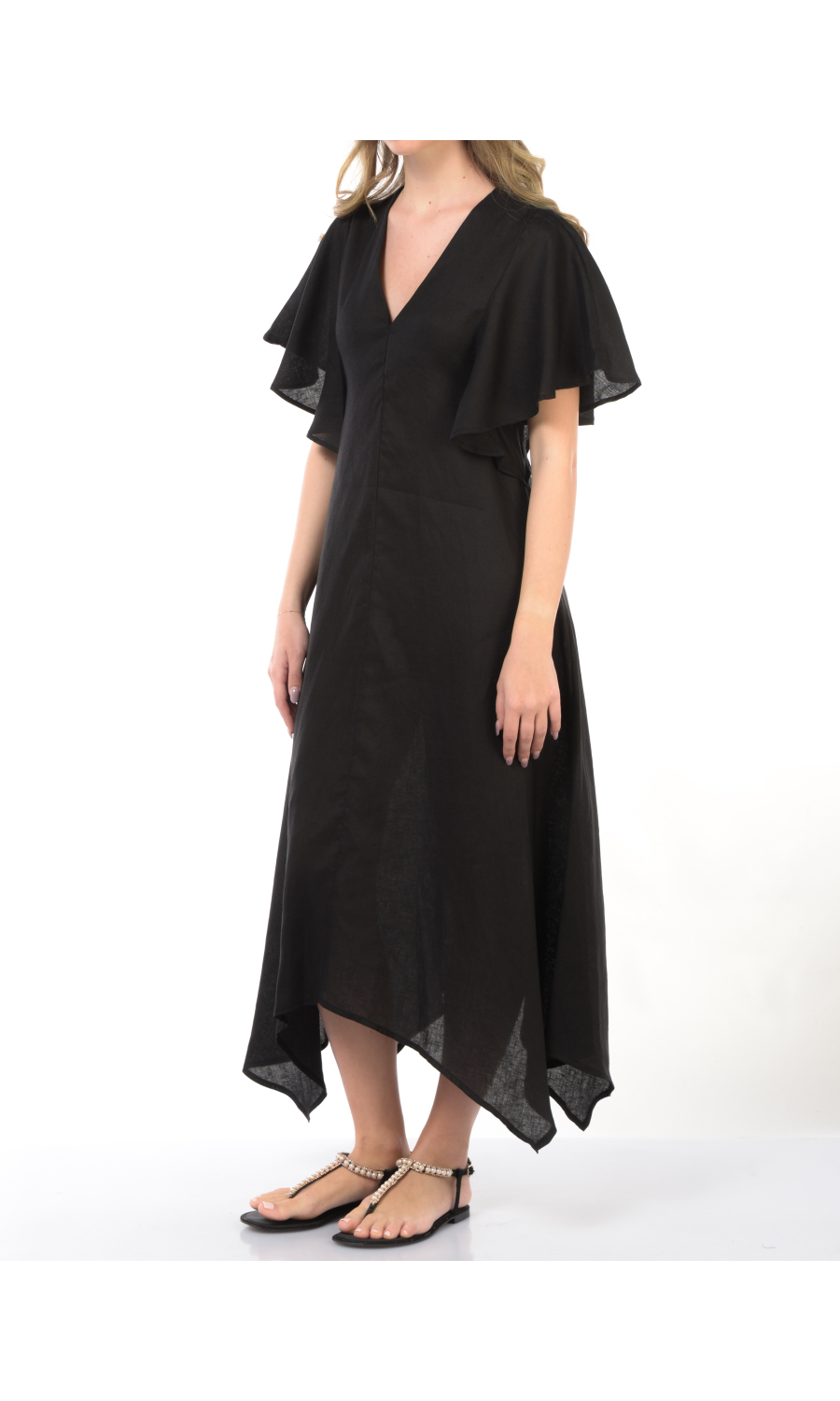abito lungo da donna Icona By Kaos in lino con ampie maniche