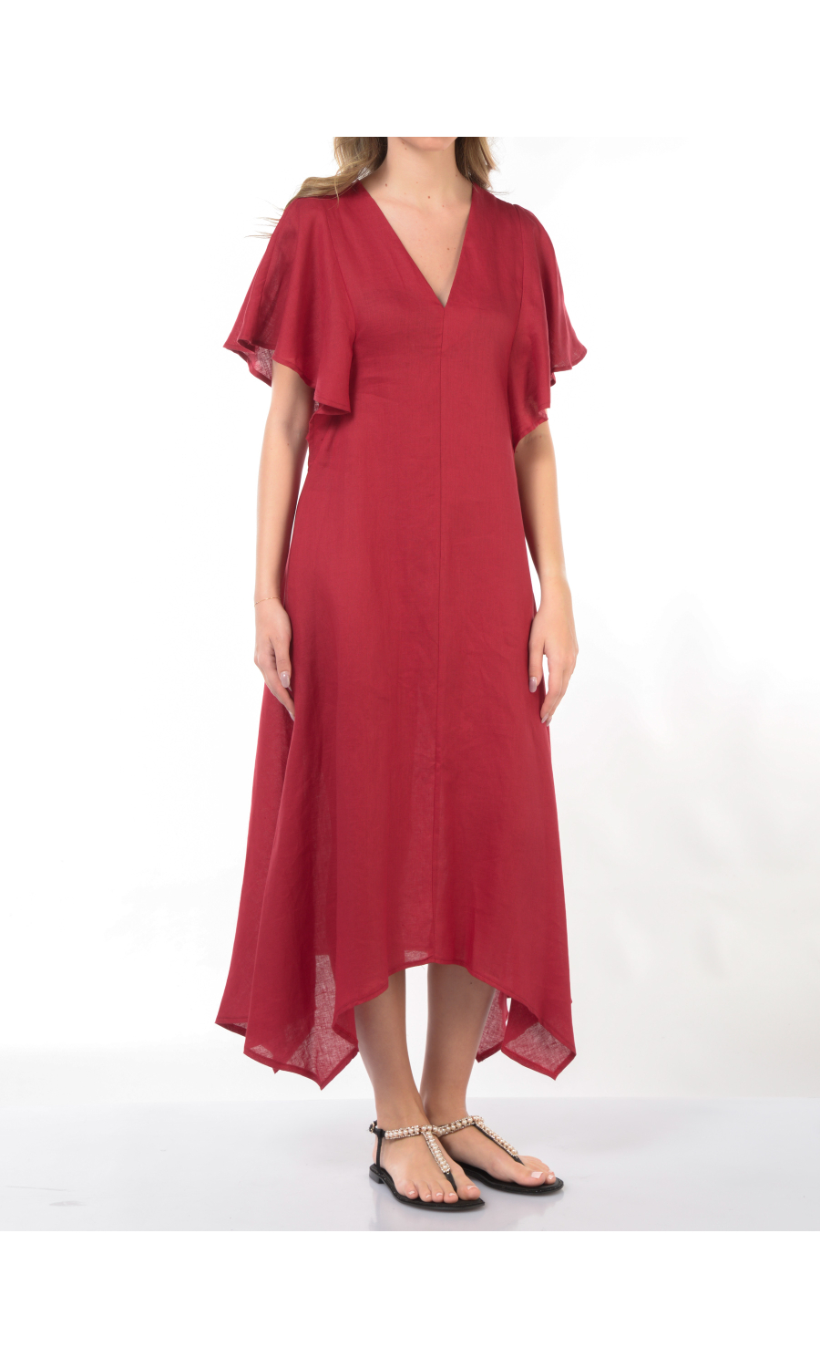 abito lungo da donna Icona By Kaos in lino con ampie maniche