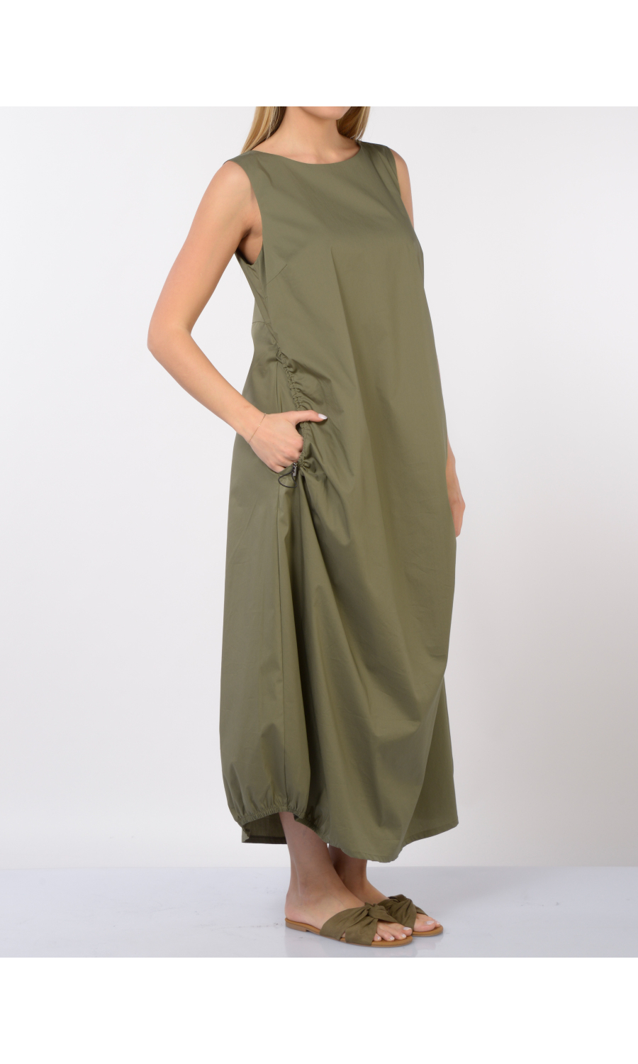 abito lungo da donna Jurere senza maniche con tasche con coulisse