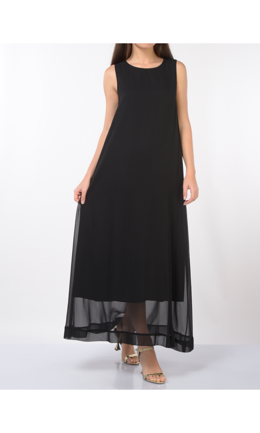 abito lungo da donna Kaos senza maniche in tessuto fluido