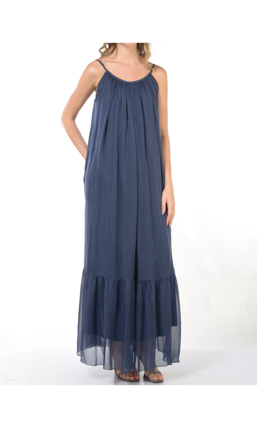 abito lungo da donna Kaos con spalline e balza