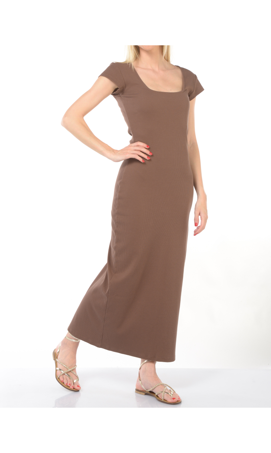 abito Lungo da donna Mc2 Saint Barth a costine scollo quadrato