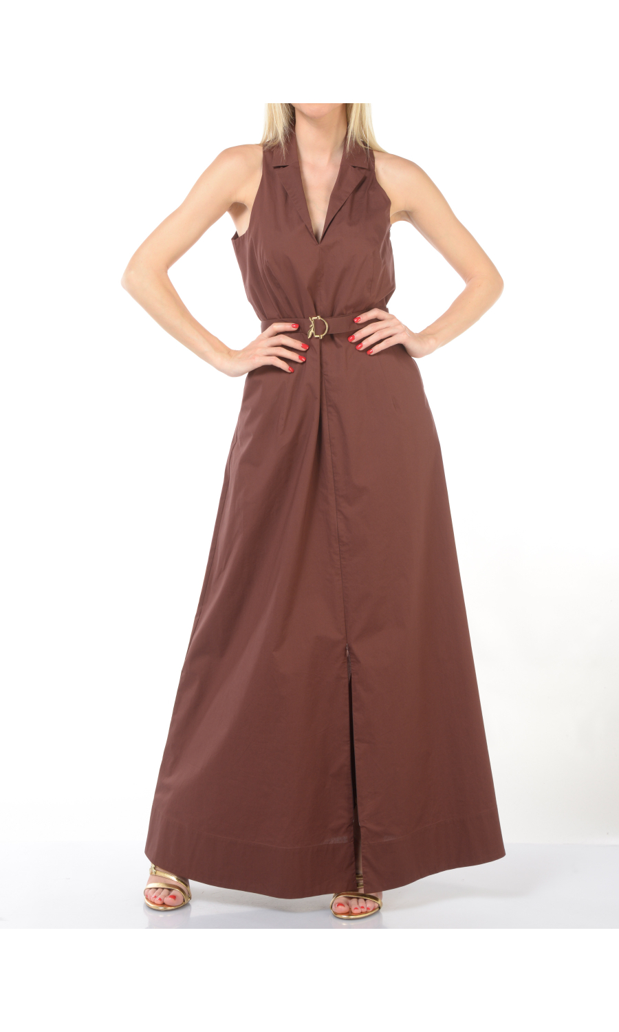 abito lungo da donna Patrizia Pepe con spacco e cintura