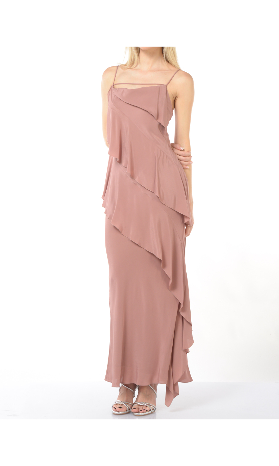 abito lungo da donna Patrizia Pepe con spalline e rouches