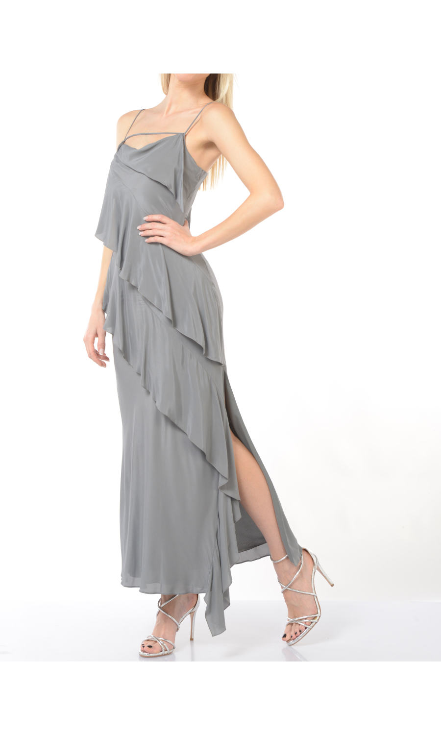 abito lungo da donna Patrizia Pepe con spalline e rouches