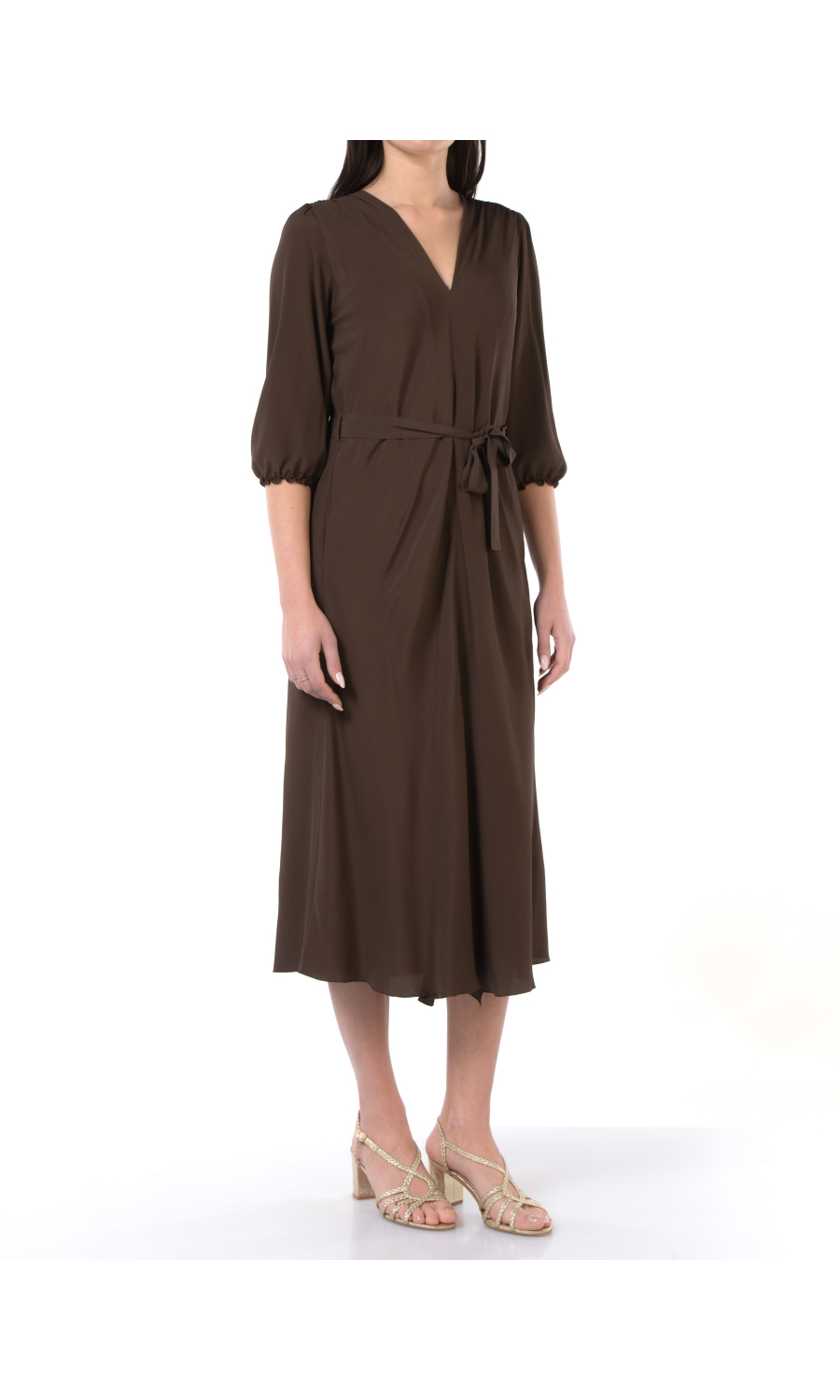 abito lungo da donna Seventy con manica a tre quarti e fusciacca