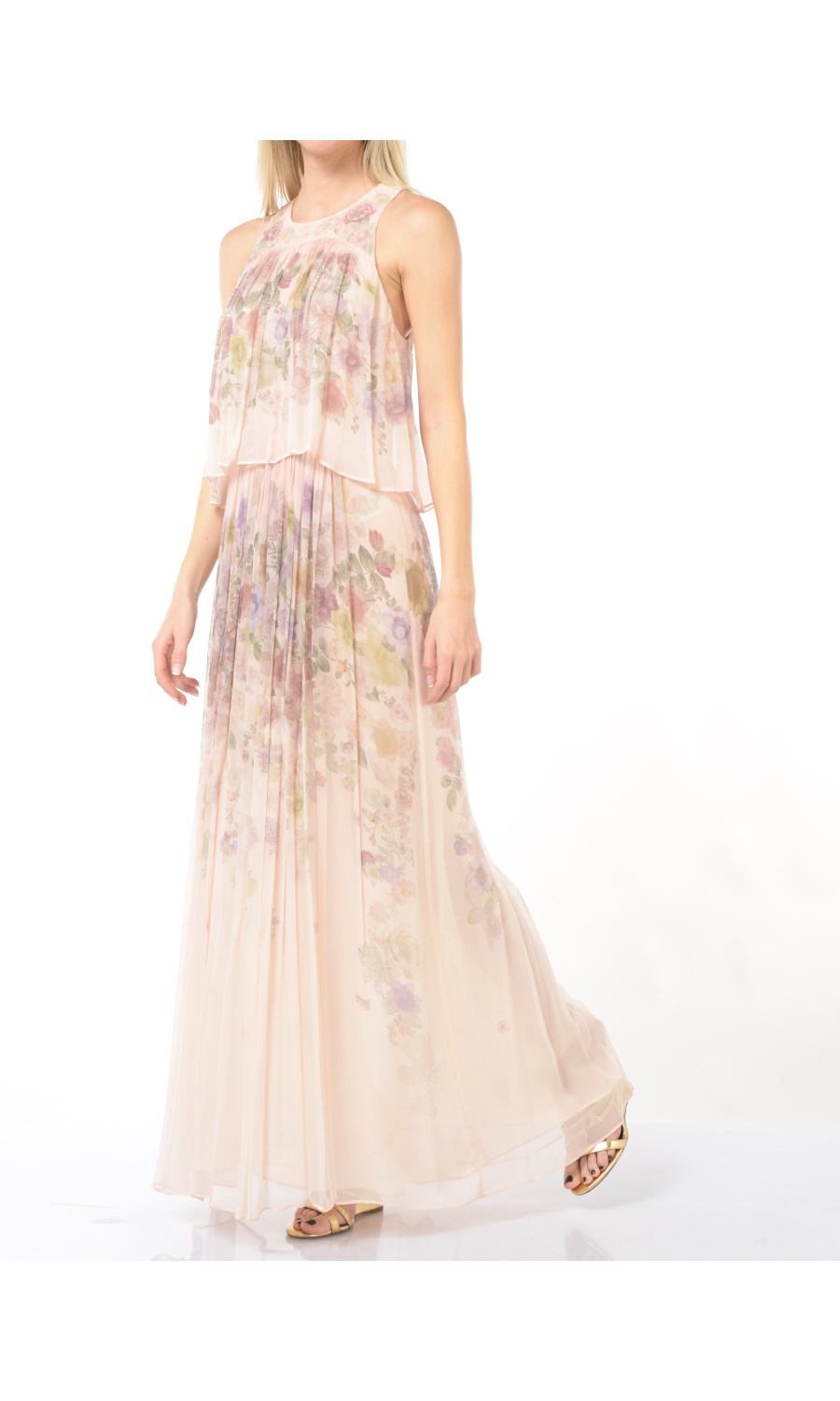 abito lungo da donna Twinset in creponne a fiori