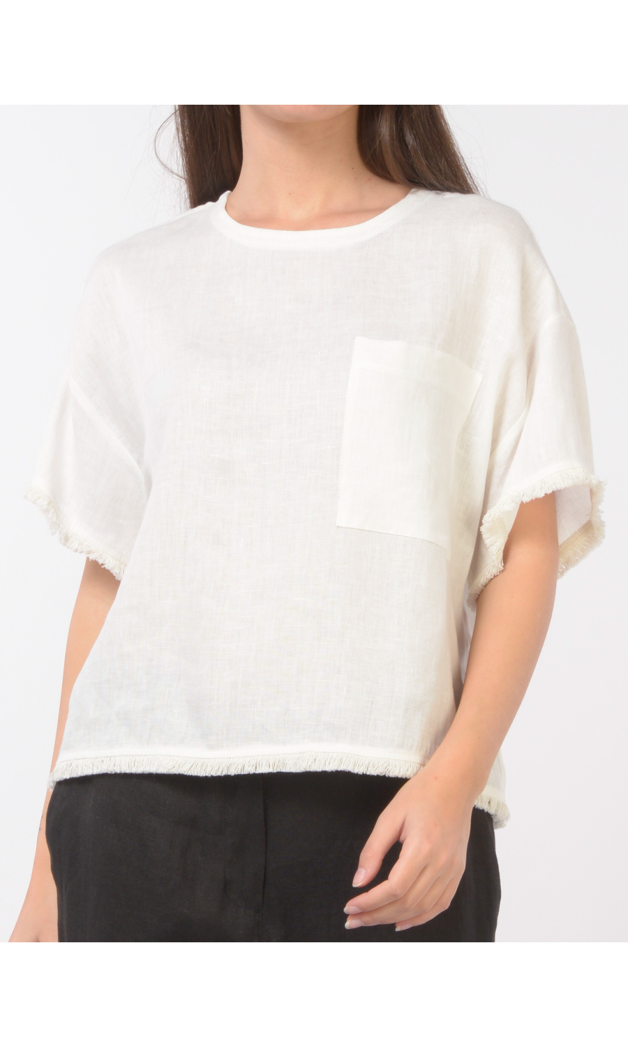 blusa da donna Icona By Kaos in lino con piccole frange