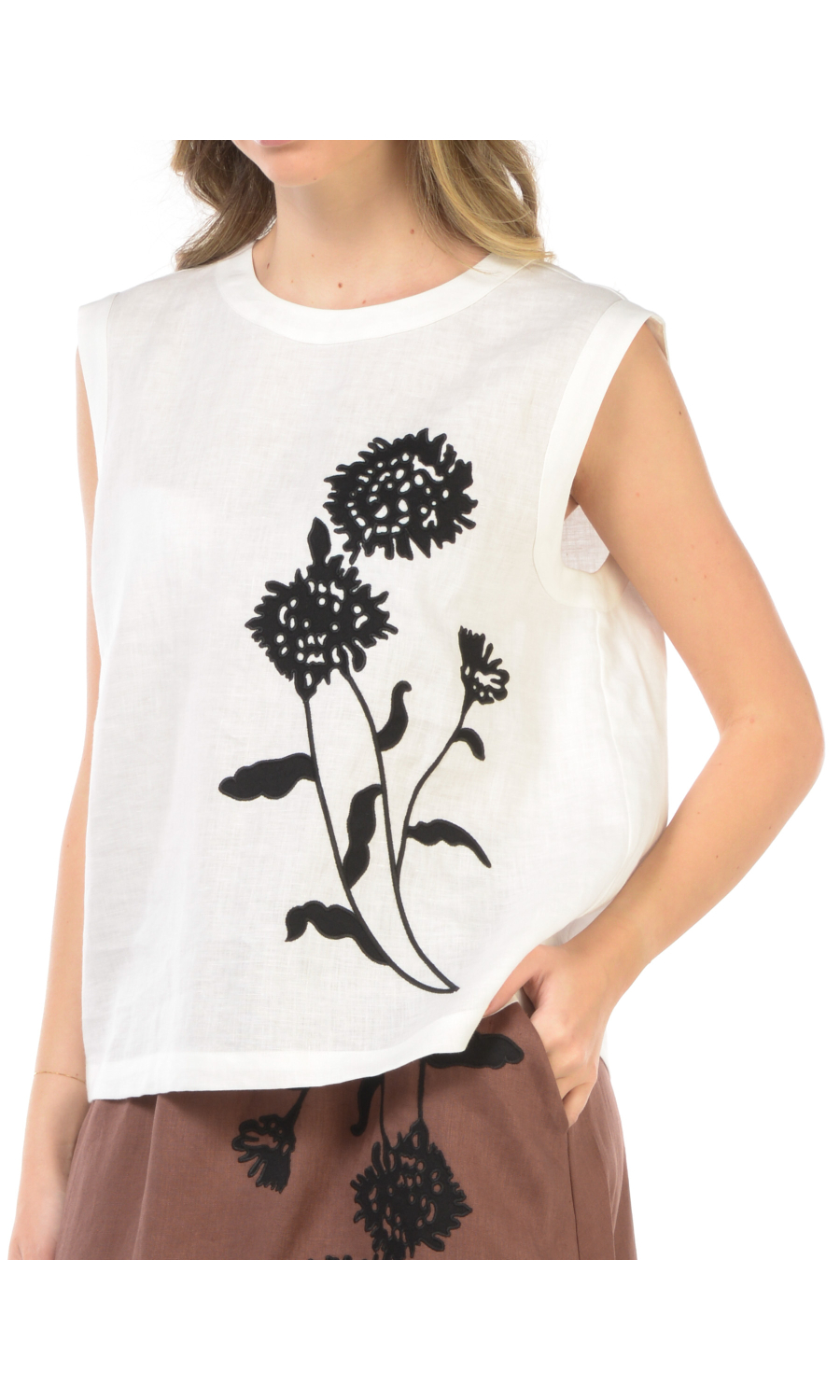 blusa da donna Icona By Kaos in lino con fiori
