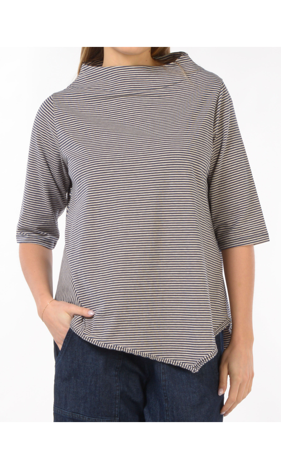 blusa da donna Jurere a righe con fondo asimmetrico