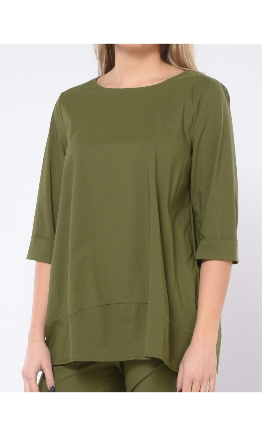 blusa da donna Jurere in viscosa stretch con risvolti