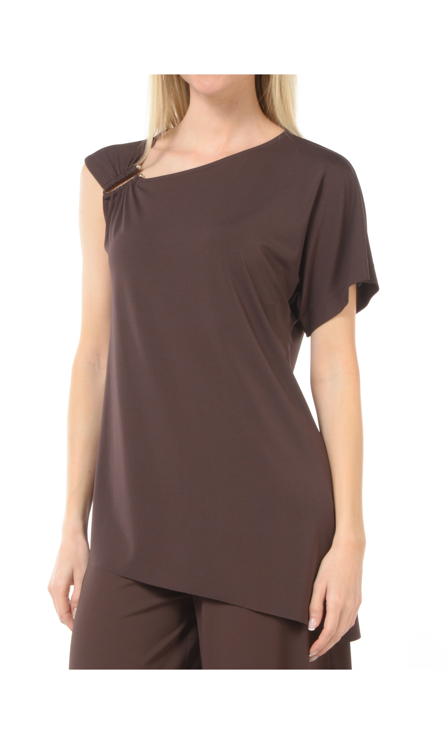 blusa da donna Kaos monospalla con dettaglio in metallo