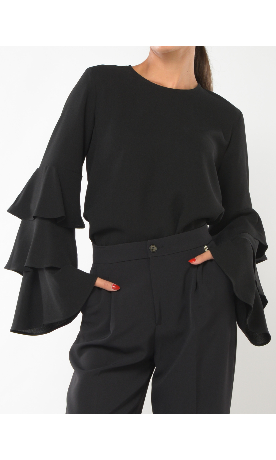 blusa da donna Liu Jo in crepe con maniche a balze