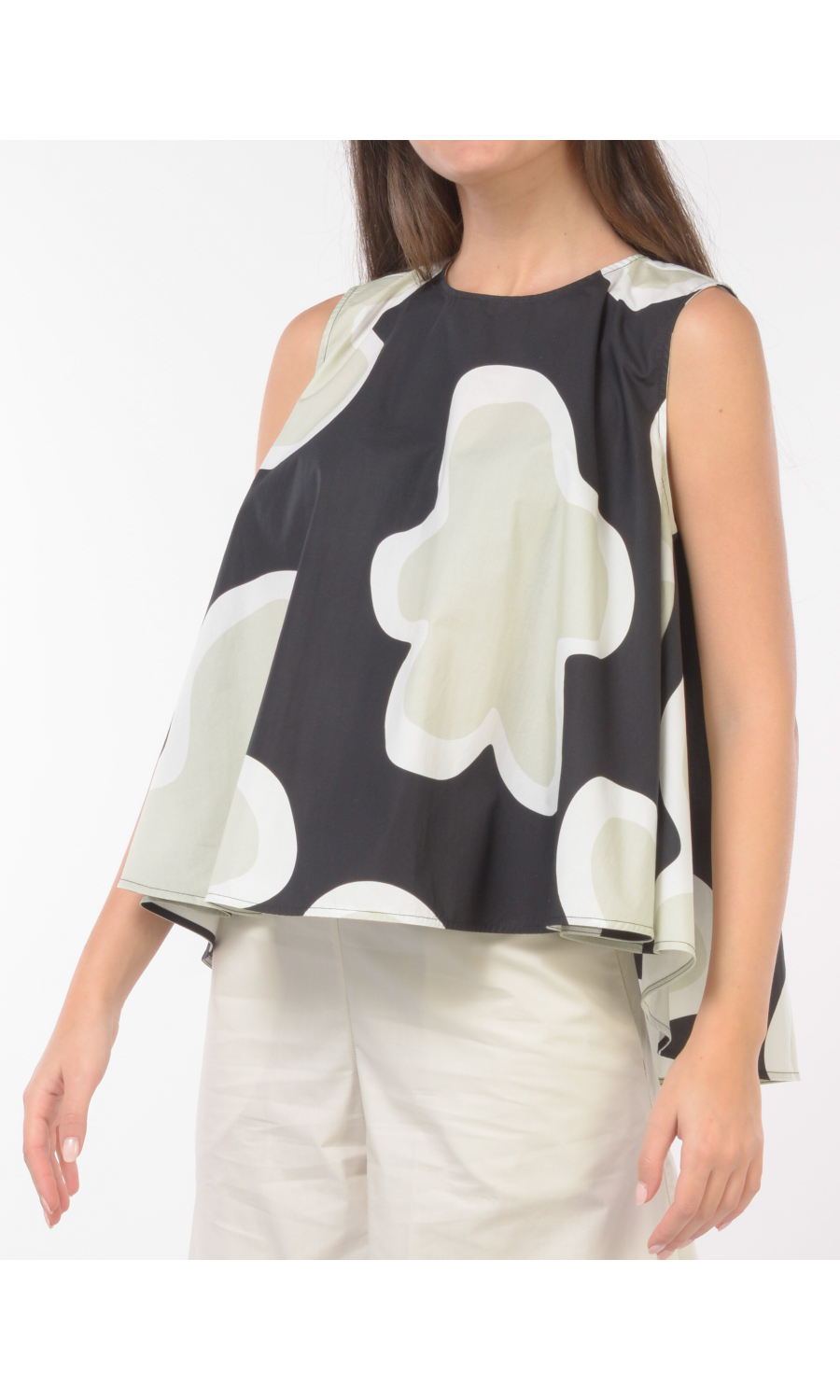 blusa da donna Meimeij senza maniche a fantasia