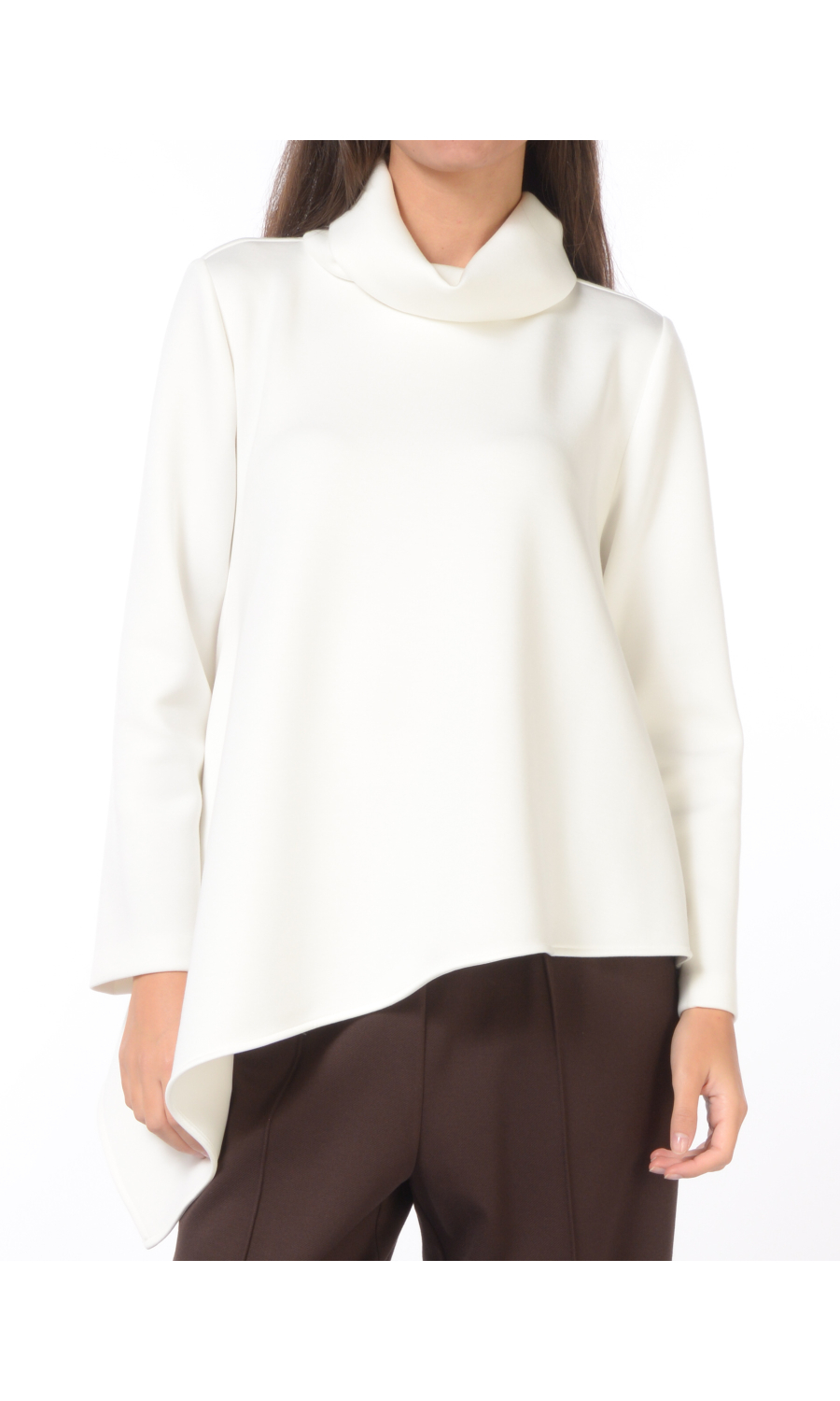 blusa da donna Meimeij asimmetrica con scollo a labbro