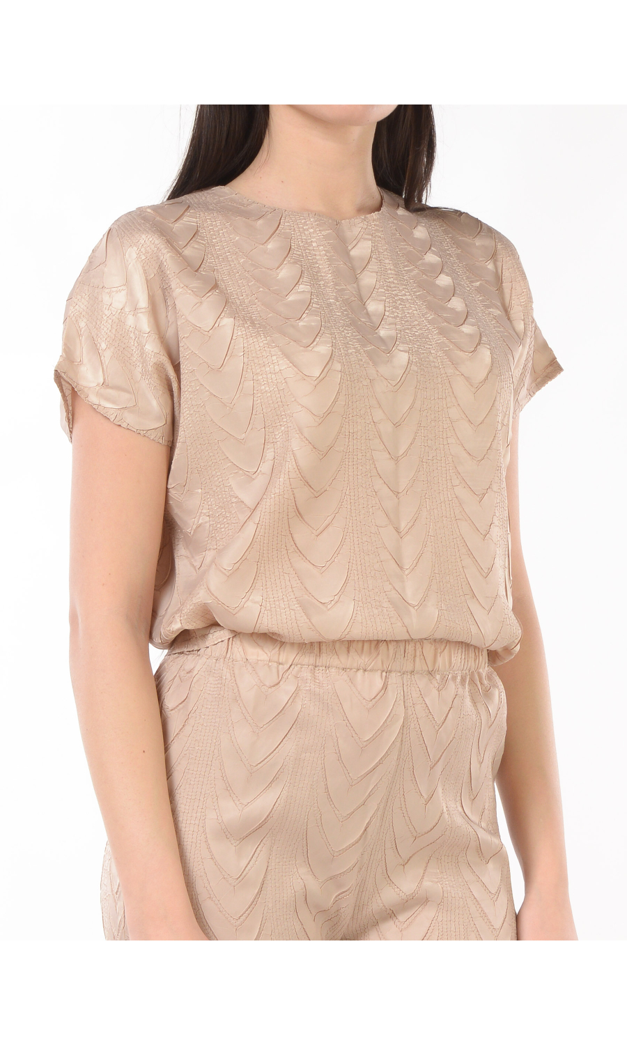 blusa da donna Meimeij effetto jacquard con disegno treccia