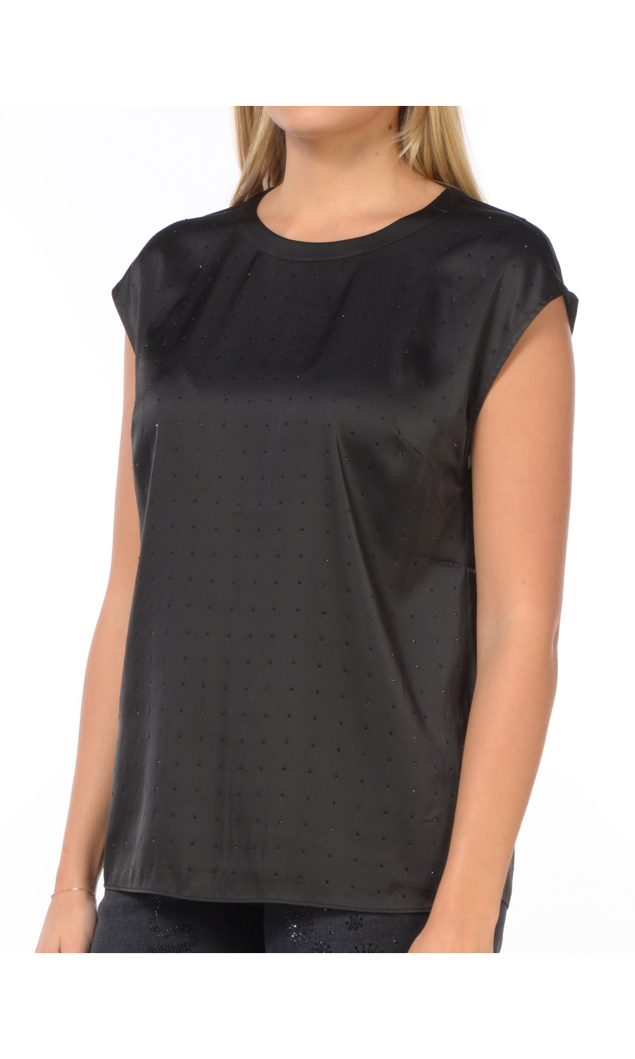 blusa da donna Nenette senza maniche con applicazioni