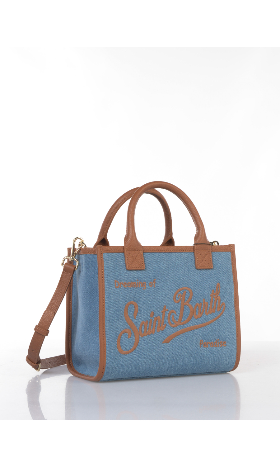 borsa da donna Mc2 Saint Barth effetto denim con dettagli in vera pelle