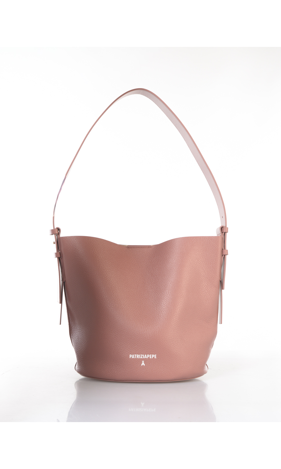 borsa a tracolla da donna Patrizia Pepe a secchiello Never Complete in pelle