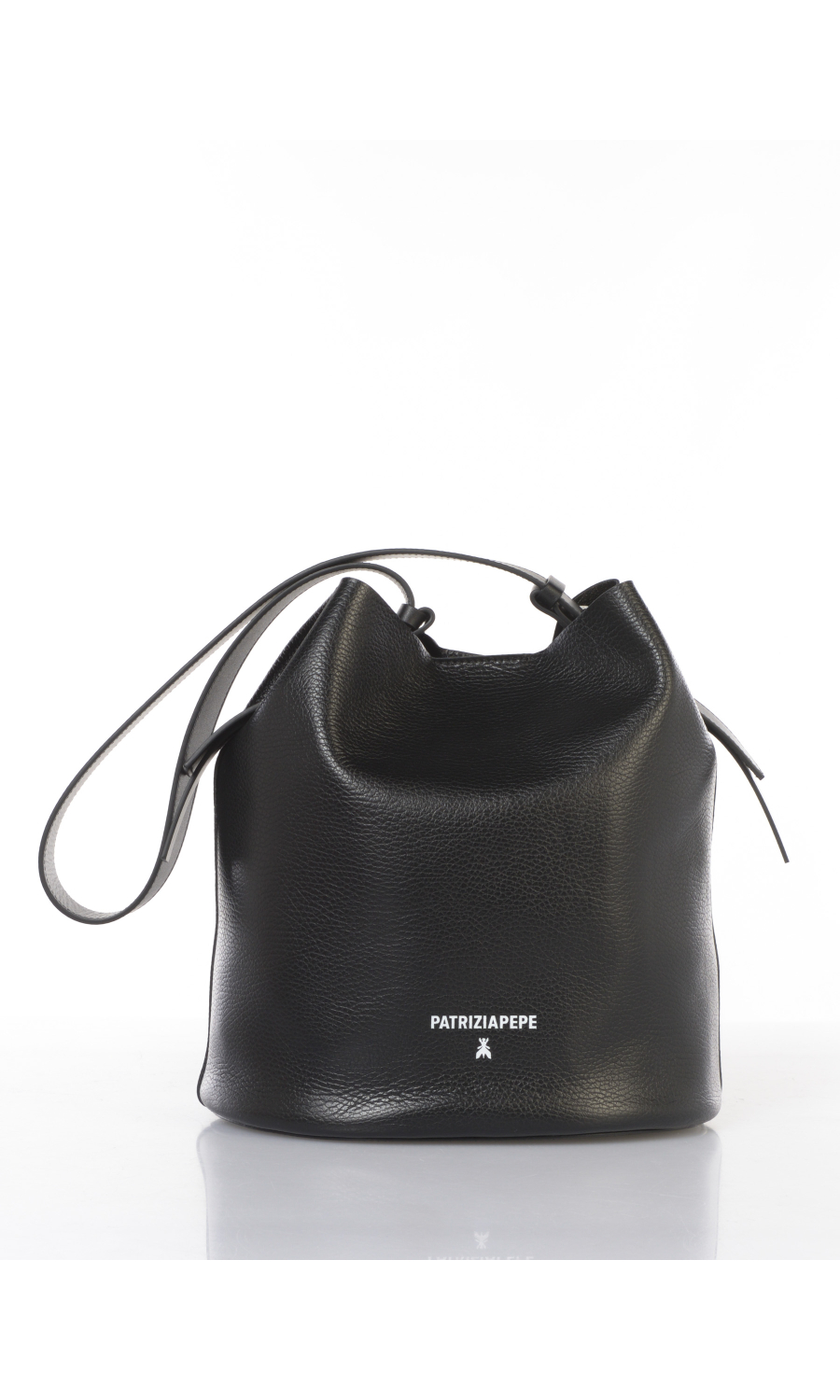 borsa a tracolla da donna Patrizia Pepe a secchiello Never Complete in pelle