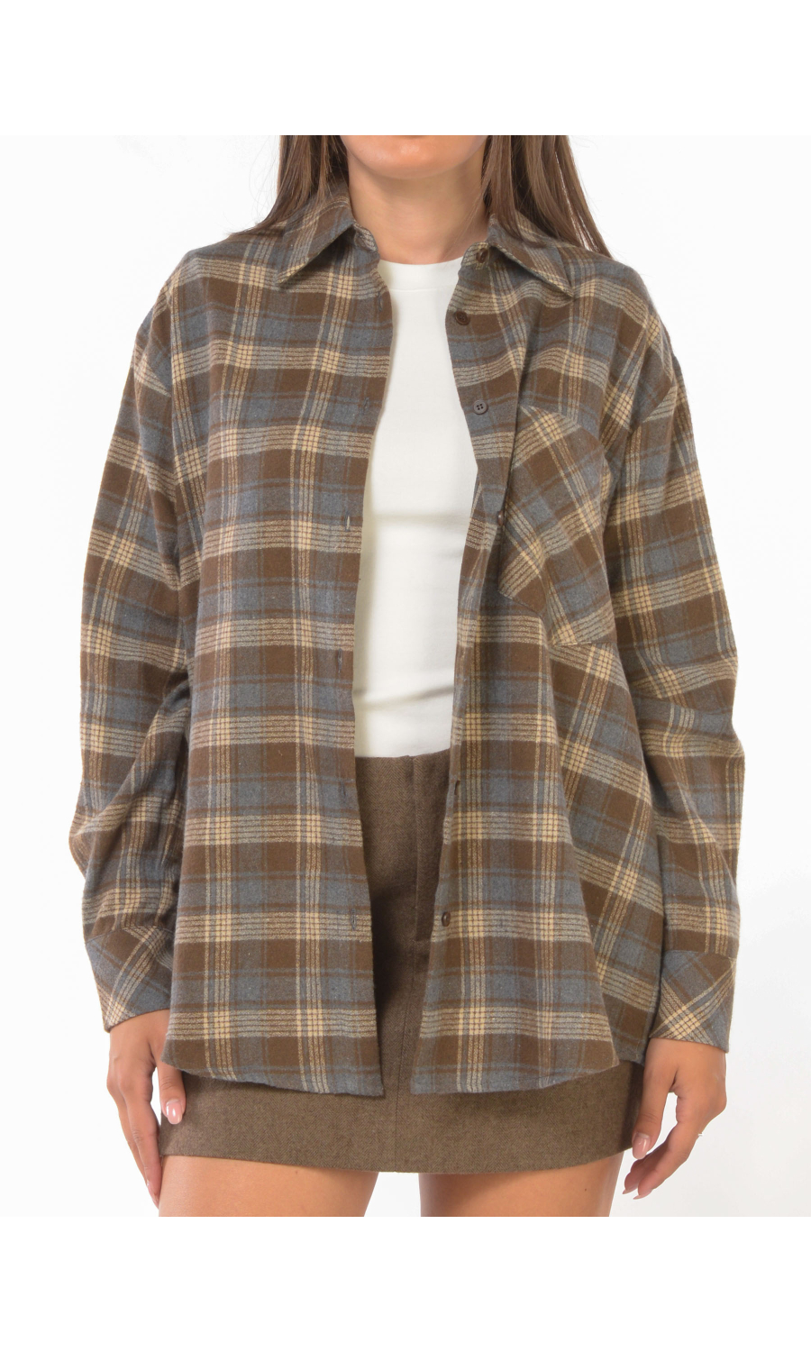 camicia da donna Eleh in flanella a fantasia check