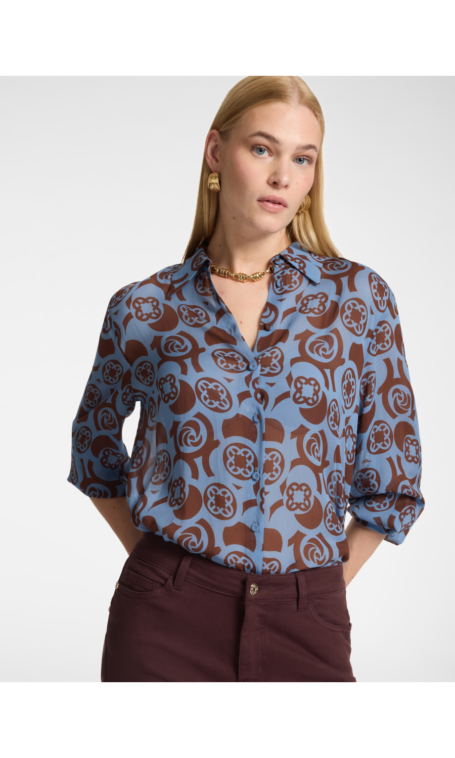 camicia da donna Elena Miro' georgette con fantasia