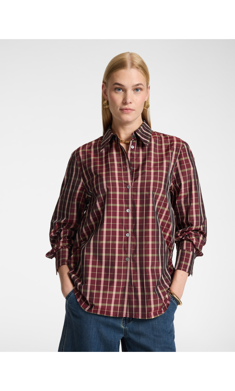 camicia da donna Elena Miro' in taffeta' a quadri