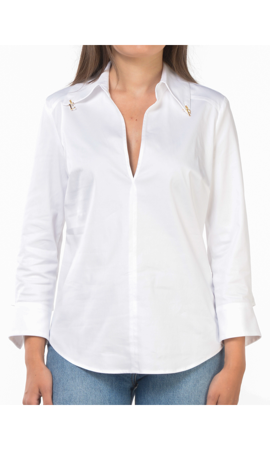 camicia da donna Elisabetta Franchi manica a tre quarti e charms