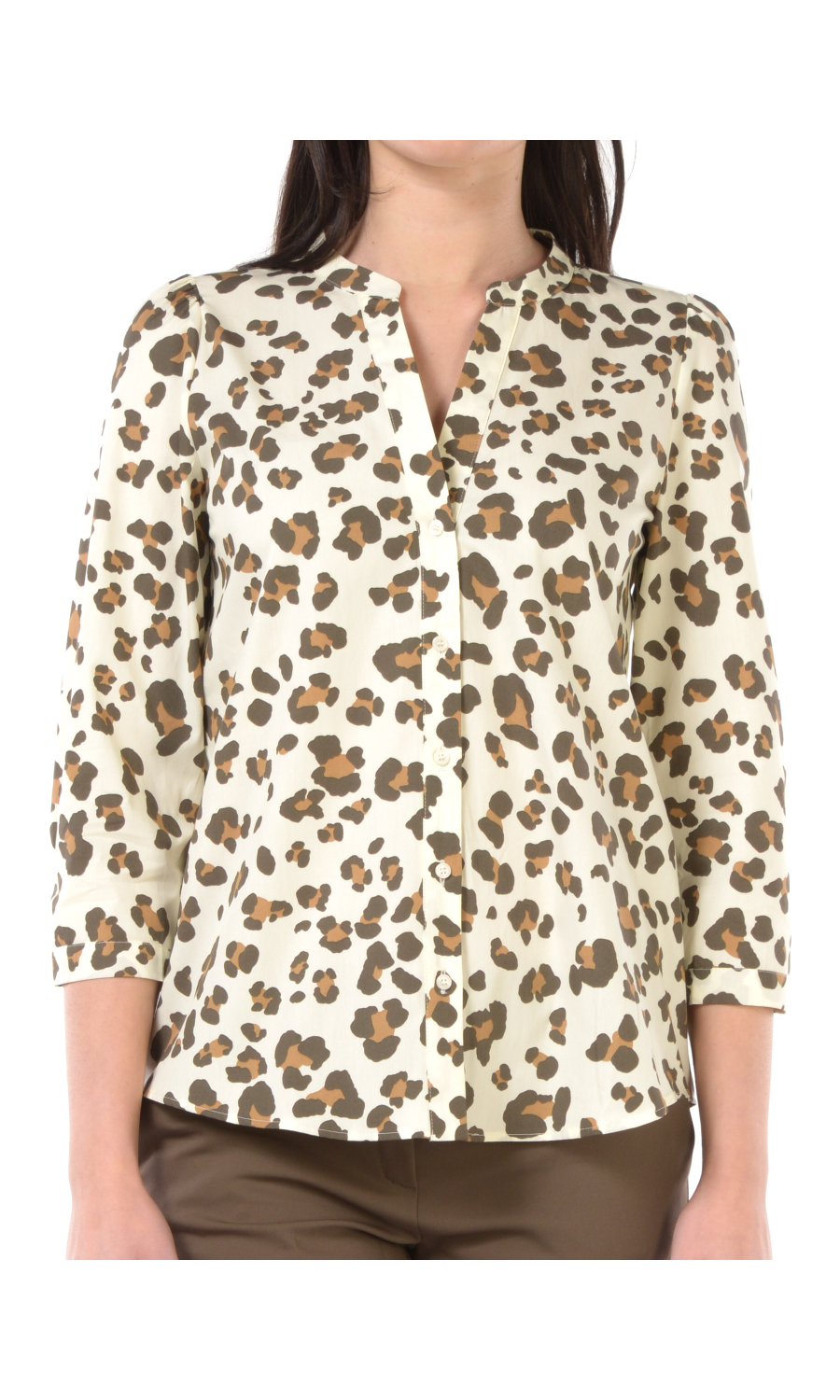 camicia da donna Emme By Marella a fantasia leopardata con manica a tre quarti