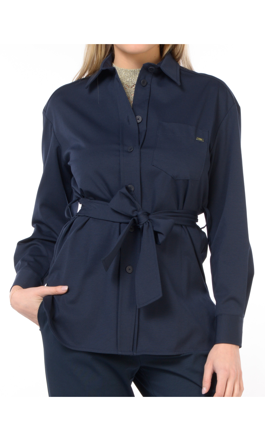 camicia da donna Kaos in jersey con cintura