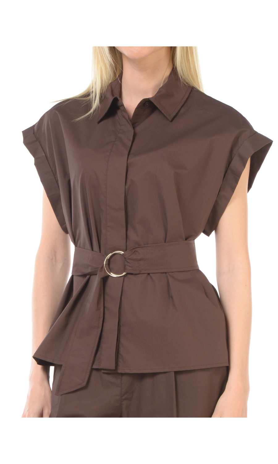camicia da donna Kaos a manica corta con cintura