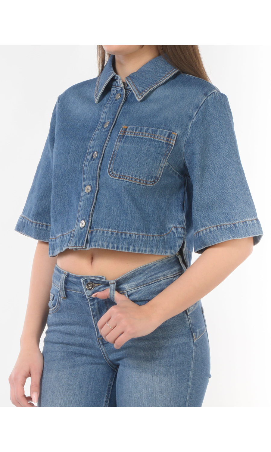 camicia da donna Liu Jo in denim a manica corta
