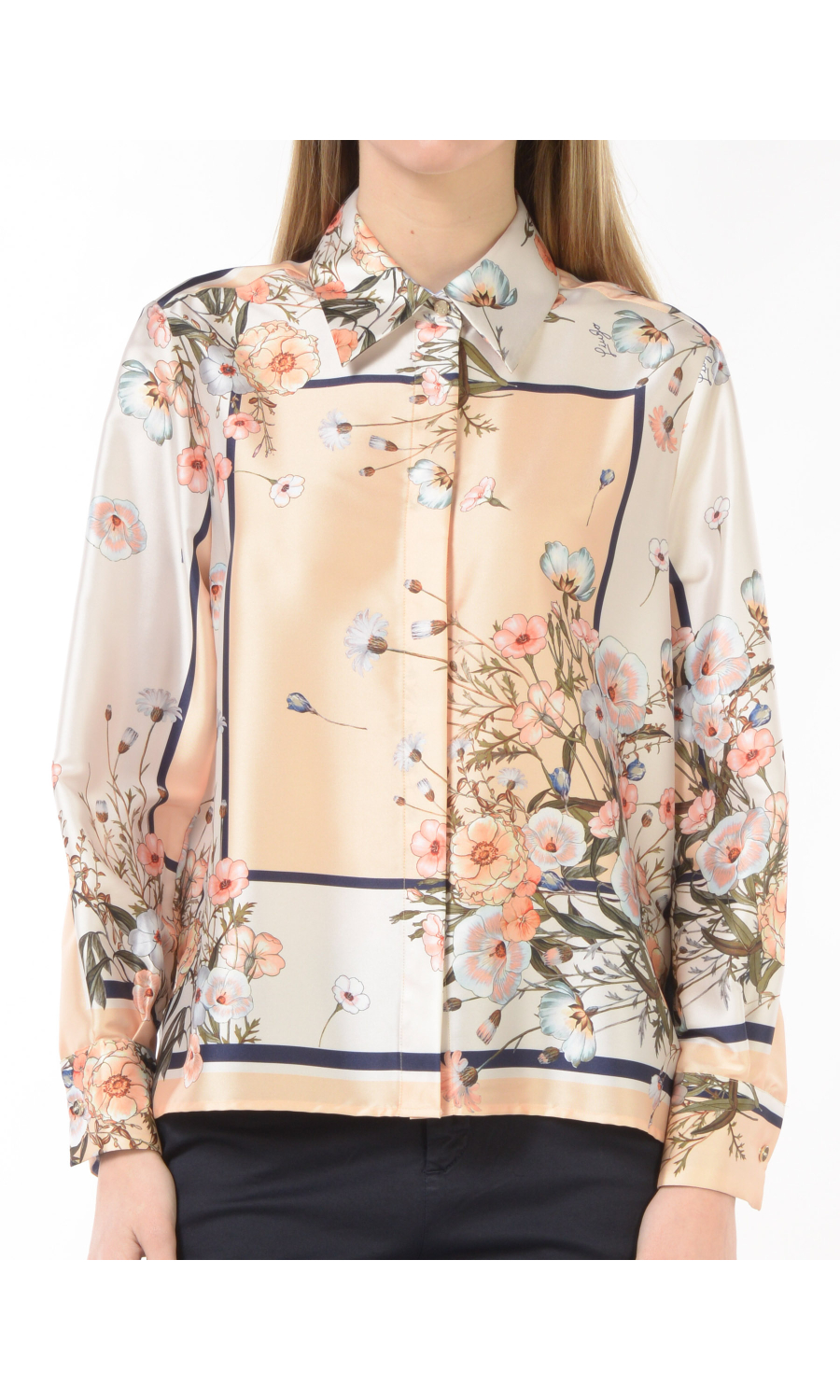 camicia da donna Liu Jo effetto raso a fantasia floreale