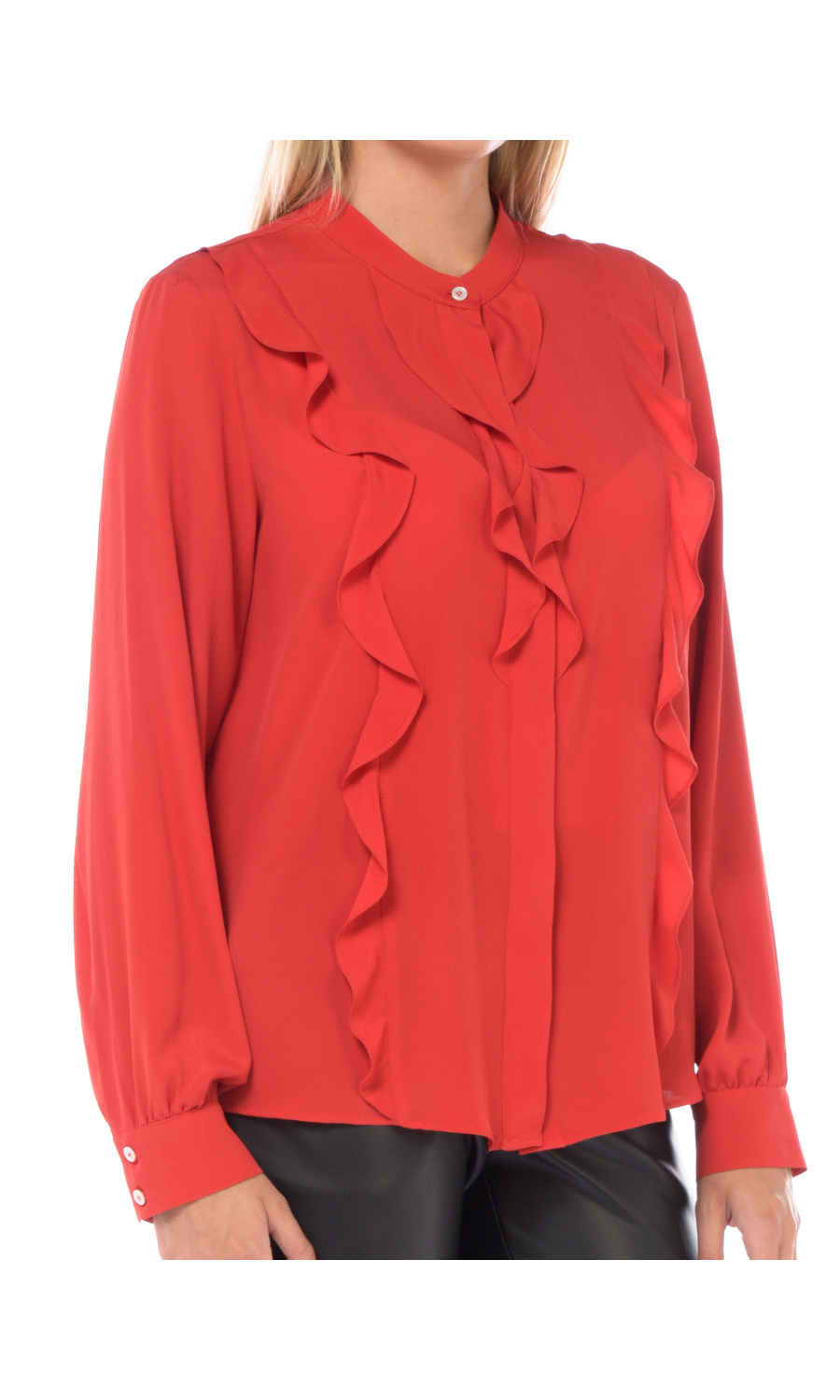 camicia da donna Marella in crepe con jabot