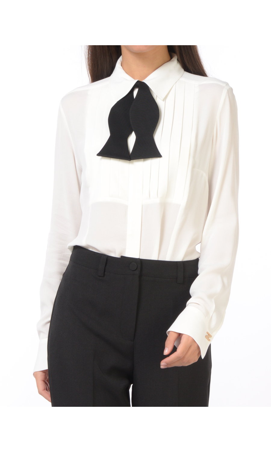 camicia da donna Nenette con pieghe e papillon