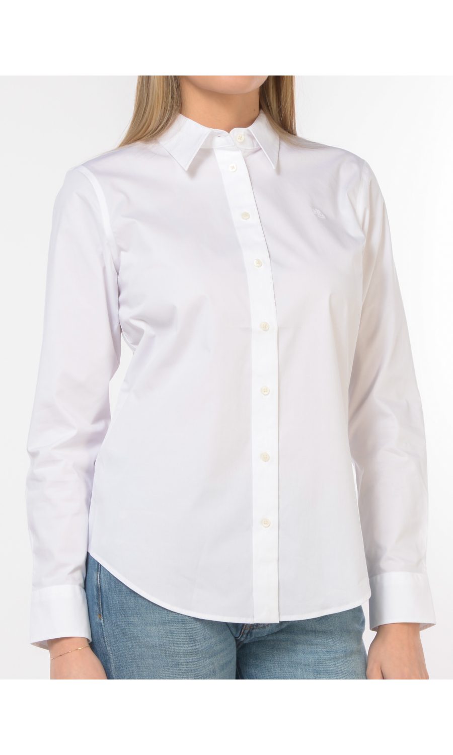 camicia da donna Ralph Lauren in cotone stretch con logo