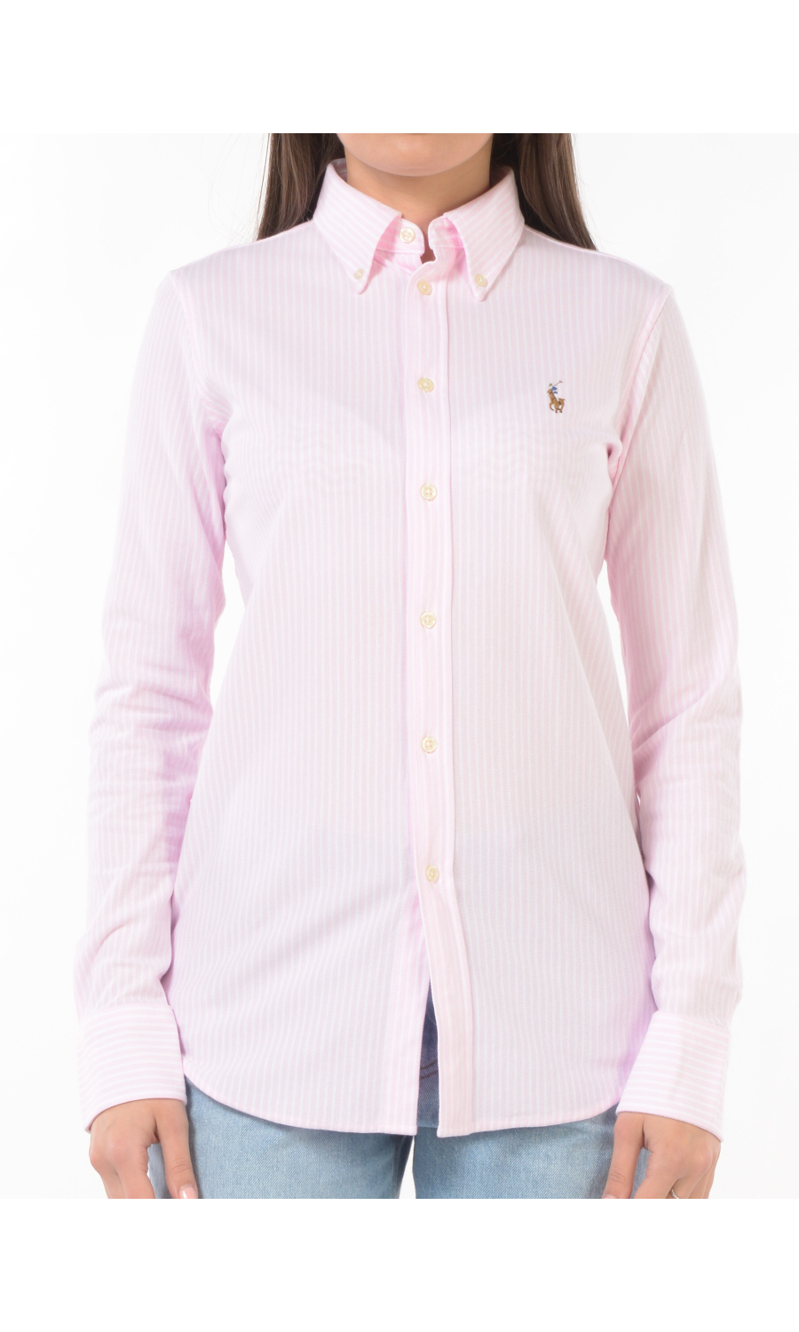 camicia da donna Ralph Lauren Knit Oxford a righe