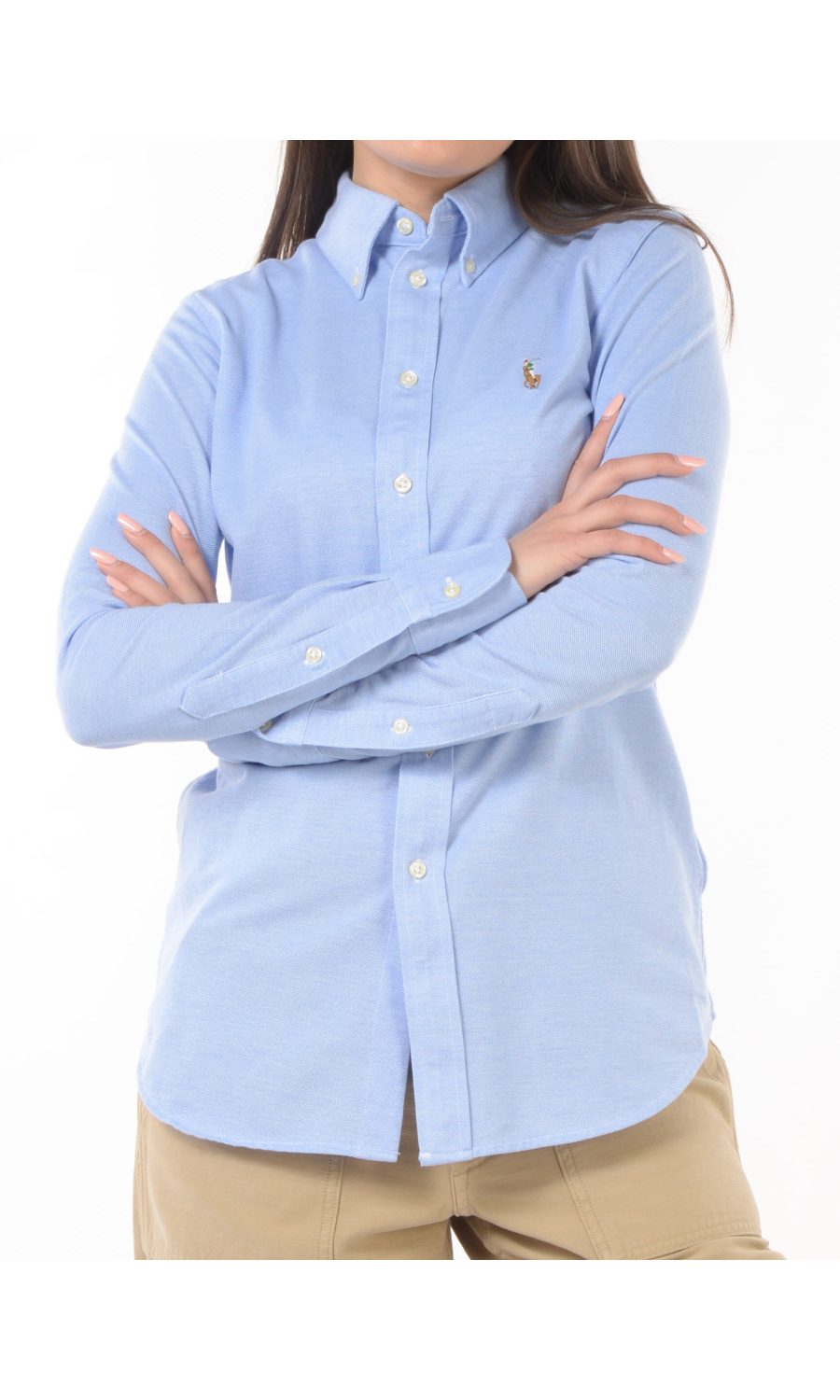 camicia da donna Ralph Lauren Knit Oxford con botton down