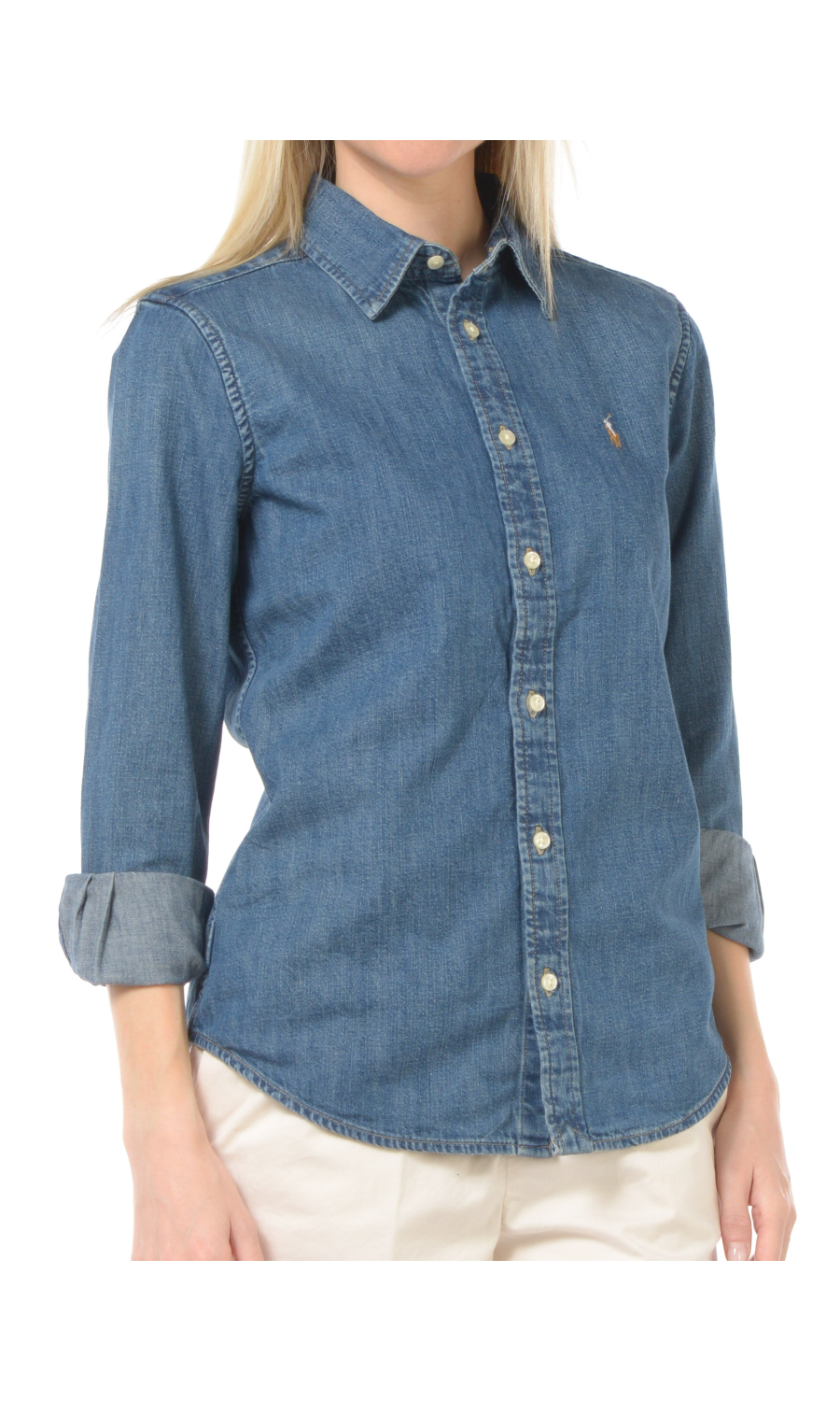 camicia da donna Ralph Lauren in denim con logo