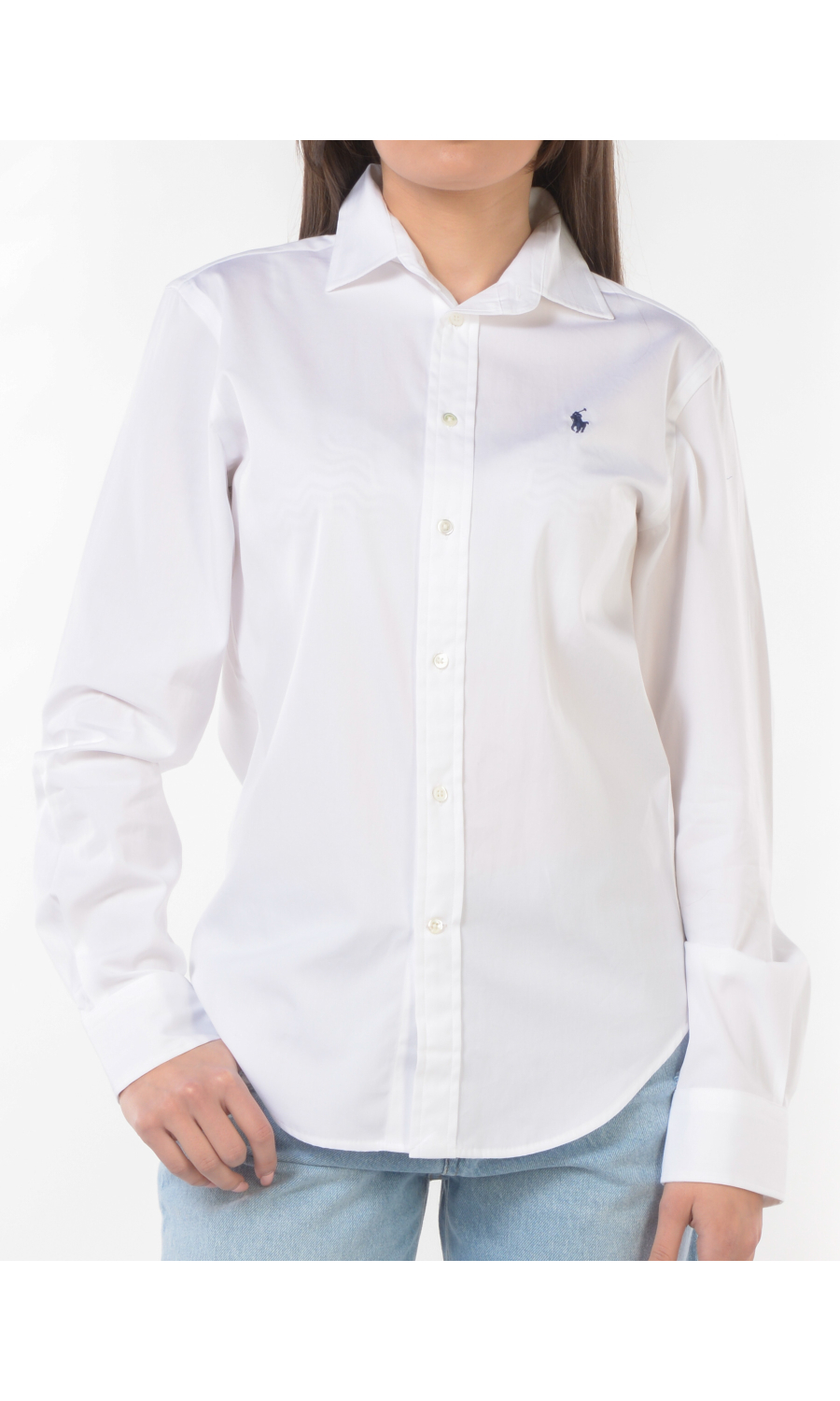 camicia da donna Ralph Lauren in cotone rasato con logo