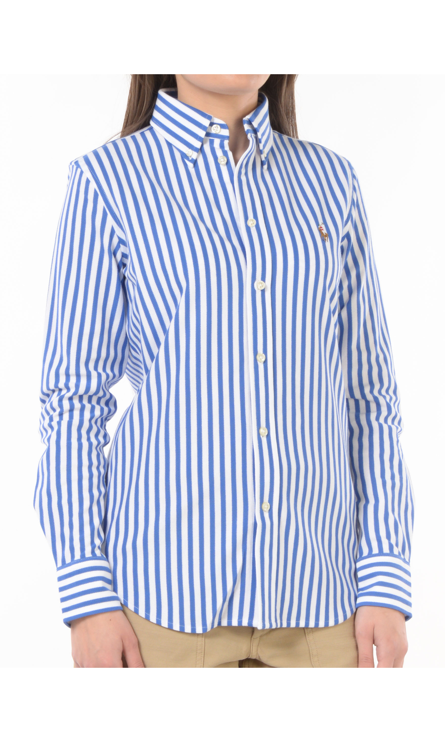camicia da donna Ralph Lauren Knit Oxford a righe