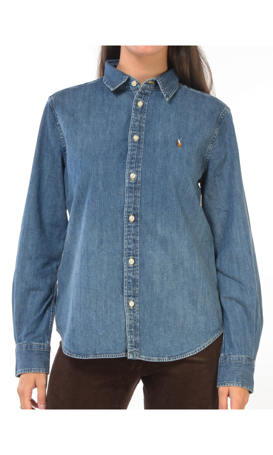 camicia da donna Ralph Lauren in denim con logo